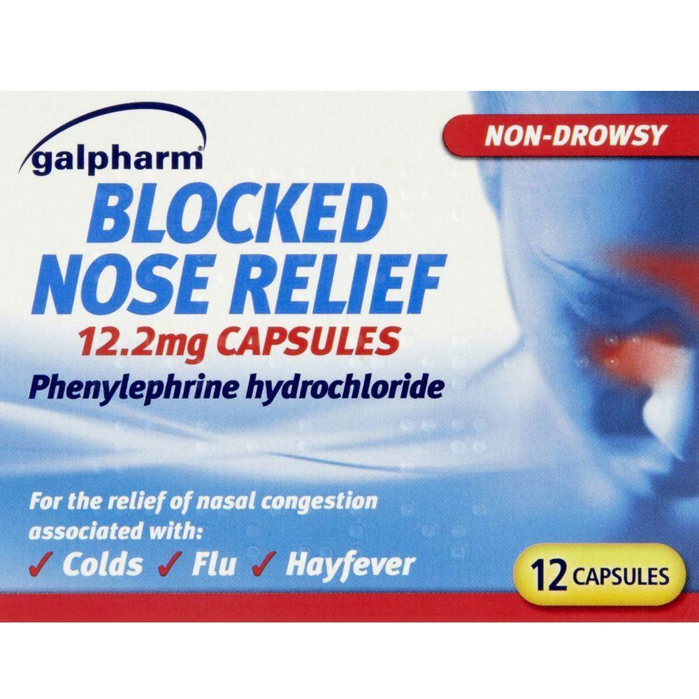 Galpharm Blocked Nose Relief 12.2mg Capsules 12 Pack | High Quality Health & Wellbeing Product Online - Product Image Galpharm Blocked Nose Relief 12.2mg Capsules 12 Pack | High Quality Health & Wellbeing Product Online - Product Image